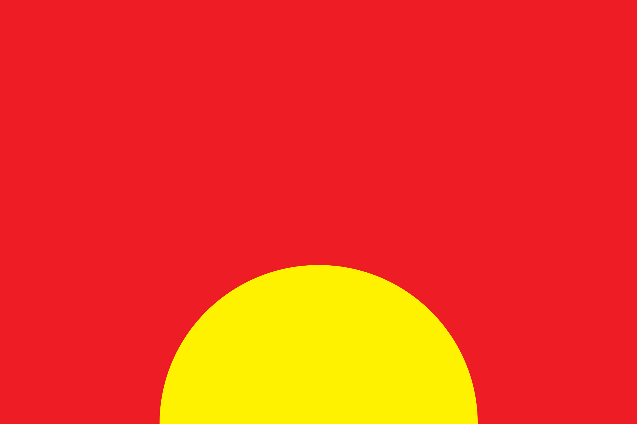 Sarkans fons ar dzeltenu pusloku apakšā, kas atgādina uzlecošu sauli.